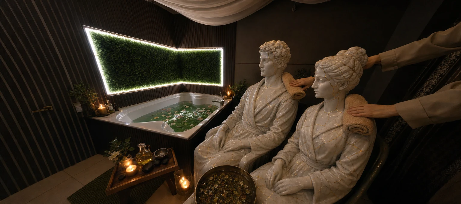Парный SPA-ритуал с тёплыми компрессами в интерьере Pandora